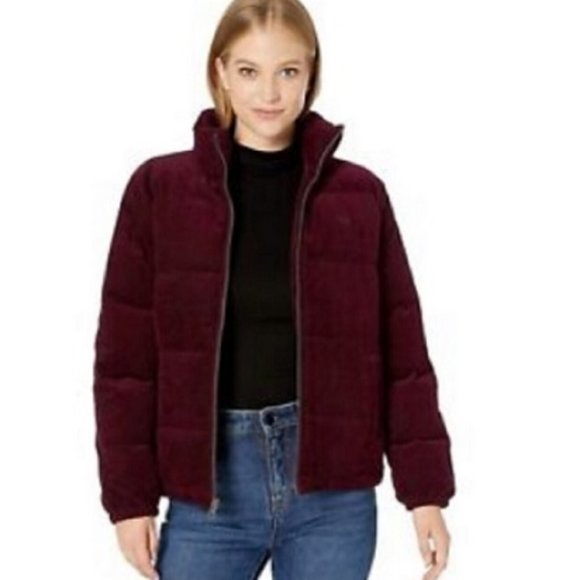 NWT Levi's Women’s 100% Cotton Quilted Corduroy Puffer Jacket Burgandy - Picture 1 of 1